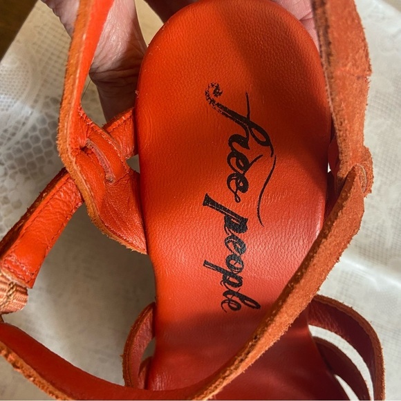 Free People Size EU 37 US 6.5 Lisbon Sunstar Mary Jane Orange Platform Sandals - Picture 7 of 7